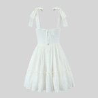 White Floral Bow Mini Dress