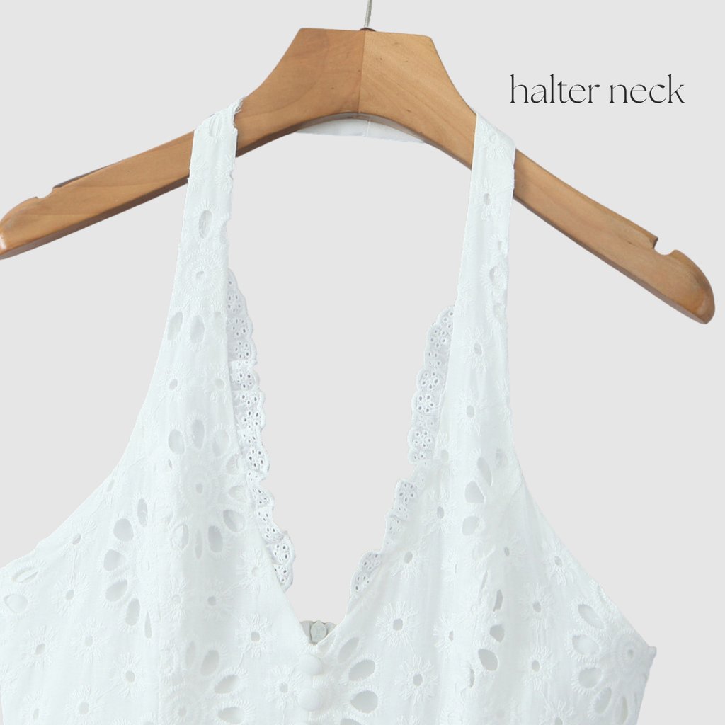 Embroidered Lace Halter Mini Dress