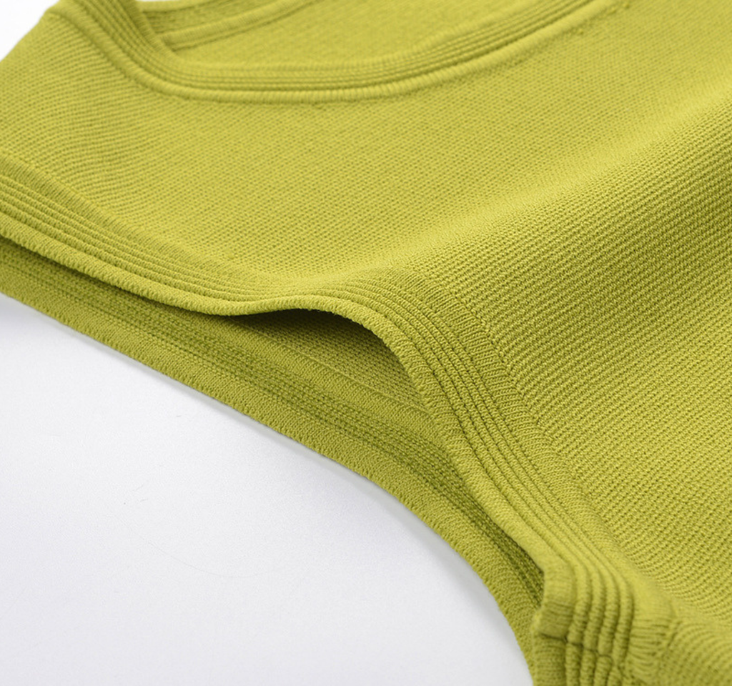 Olive Green Ruffle Knit Mini Dress