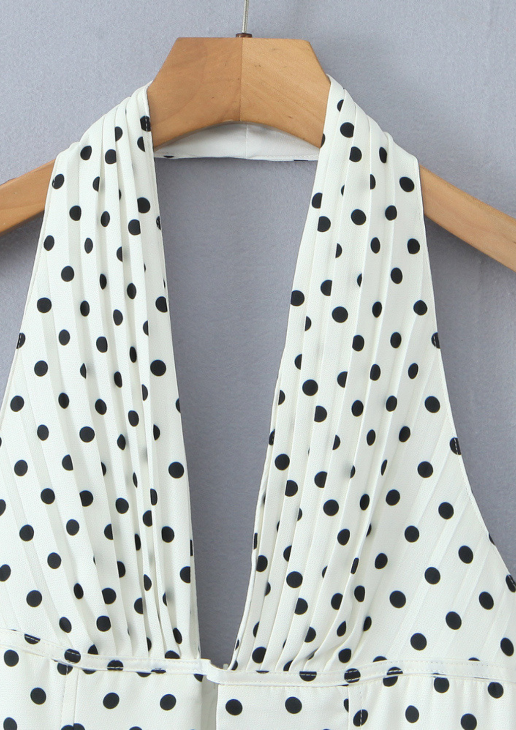 Velour Dot Halter Backless Mini Dress
