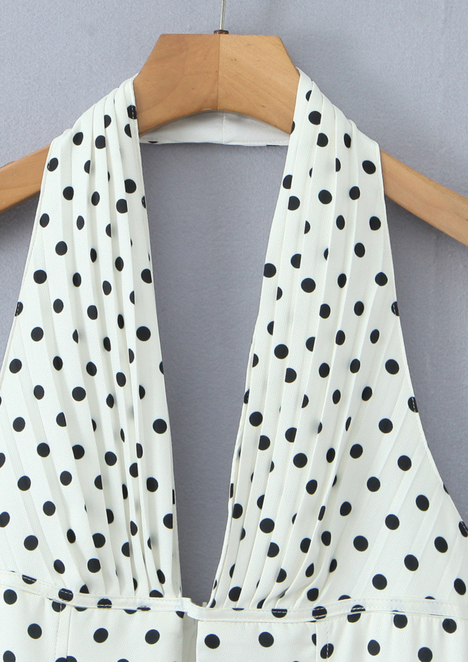 Velour Dot Halter Backless Mini Dress