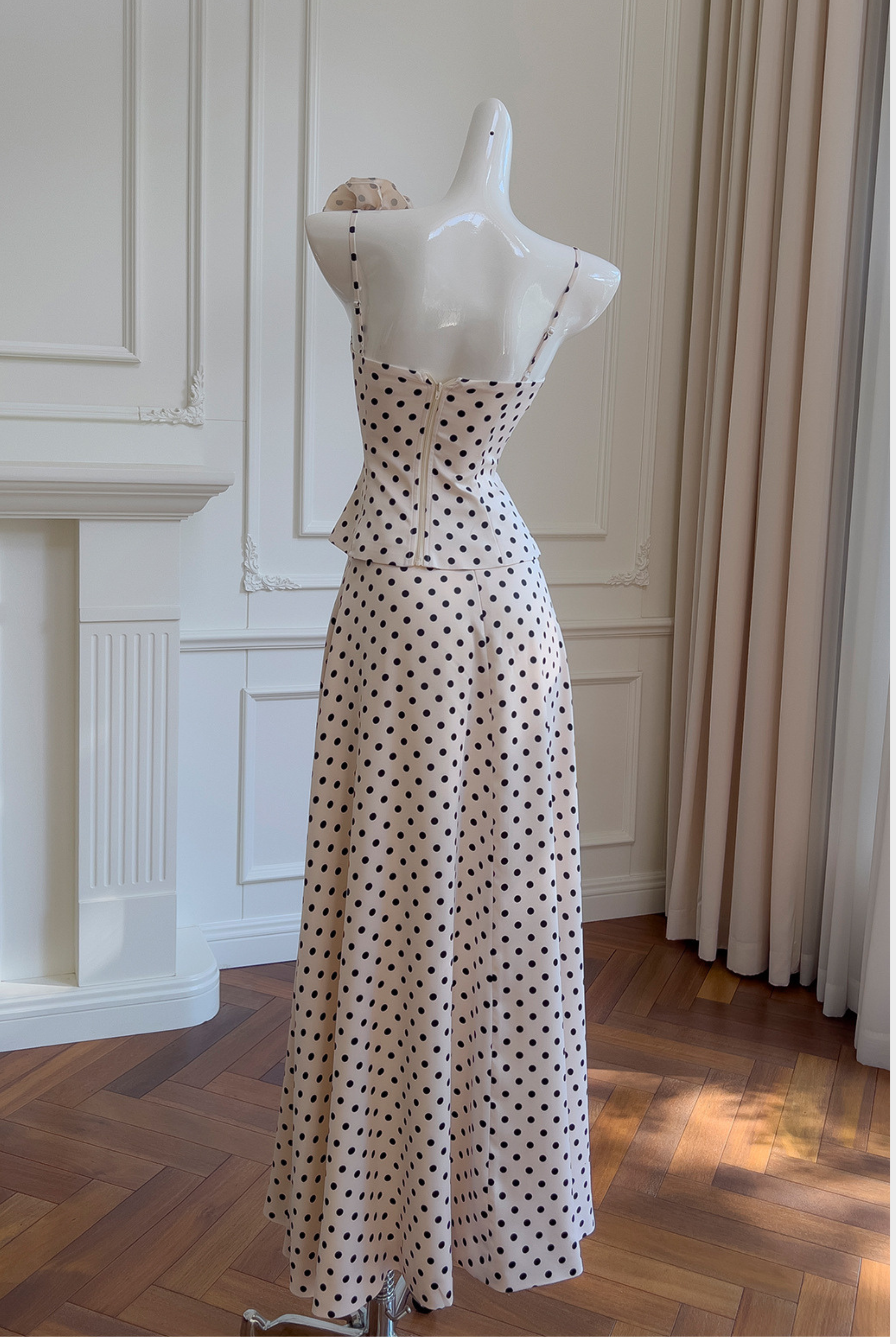 La Rosa Polka Luxe Satin Maxi Set