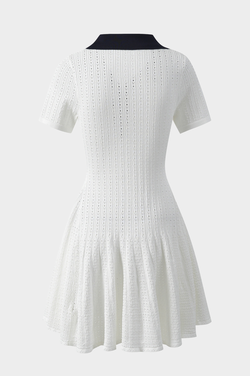 Capri Pearl Viscose knit Hollow Mini Dress