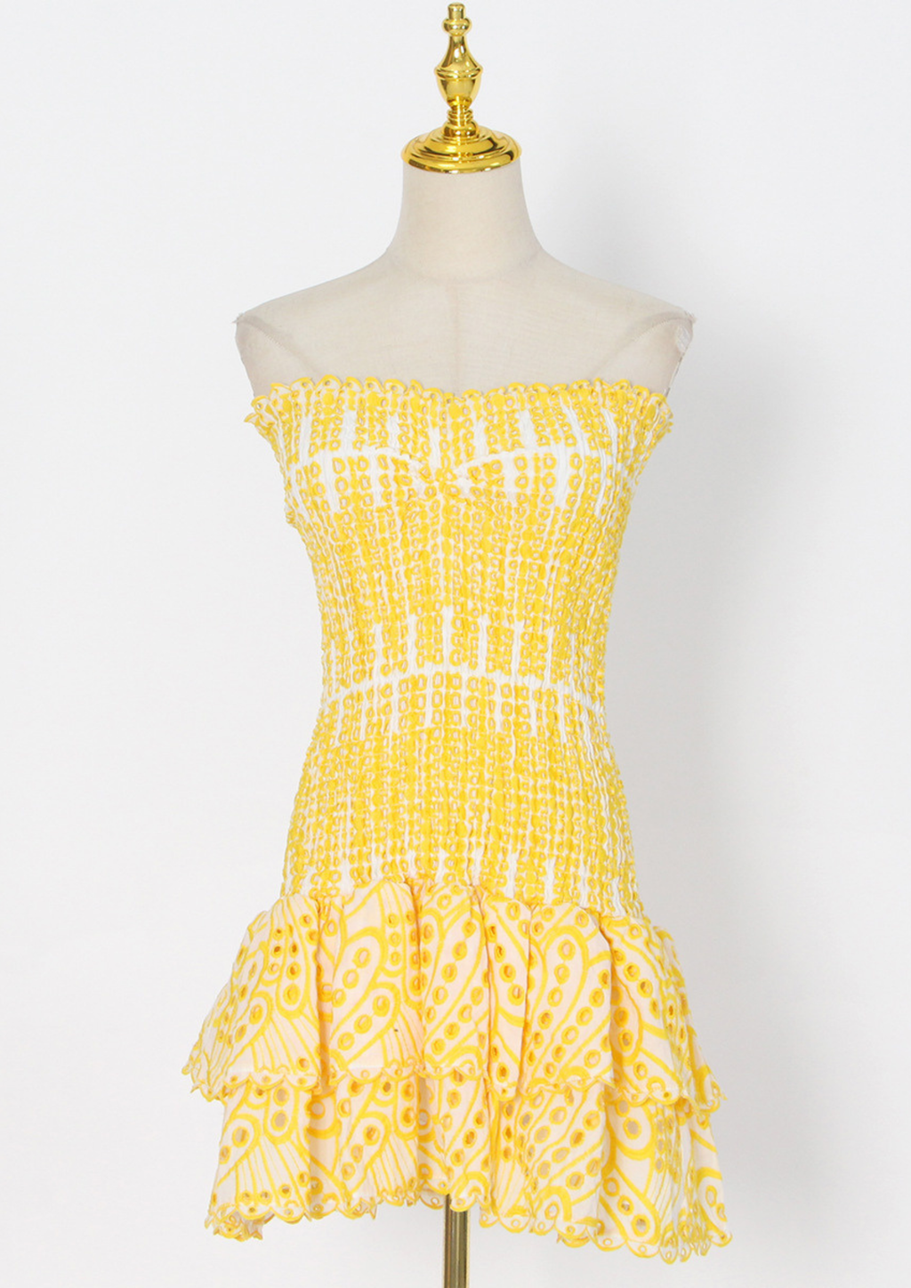 Sunlit Embroidered Strapless Mini Dress