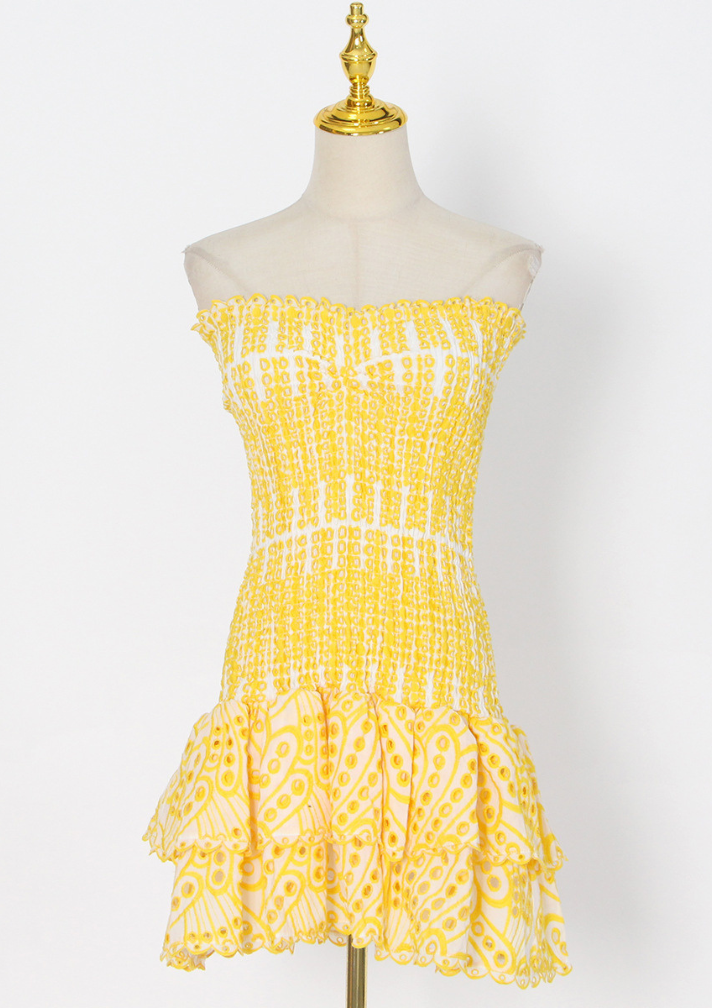 Sunlit Embroidered Strapless Mini Dress