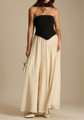 Celeste Contrast Corset Chiffon Maxi Dress