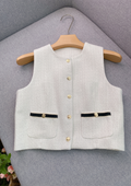 Iris Ivory Tweed Sleeveless Vest Top