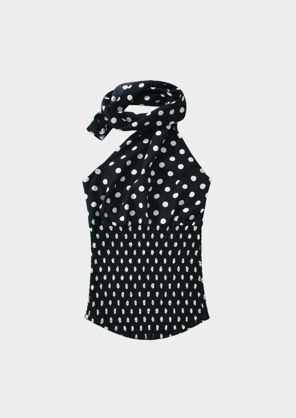 Noir Polka Muse Halter Mini Dress