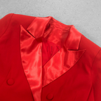 Scarlet Silk Lapelled Satin Blazer Dress