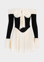Noir Ballet Flare Contrast Mini Dress