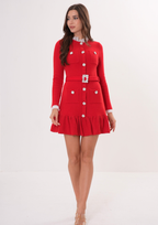 Royale Knit Pearl Belted Mini Dress