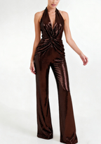 Midnight Twist Sequin Halter Backless Jumpsuit