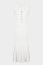 Elegant Gem Viscose Knit Maxi Dress - Short Sleeve