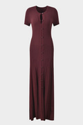Luxe Viscose Button Down Knit Maxi Dress In Burgundy