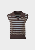 Espresso Stripe Knit Polo Top