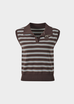 Espresso Stripe Knit Polo Top