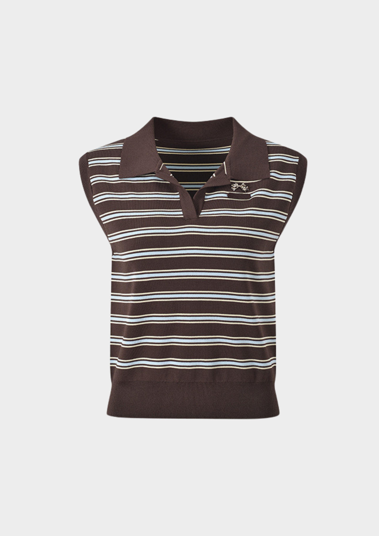Espresso Stripe Knit Polo Top