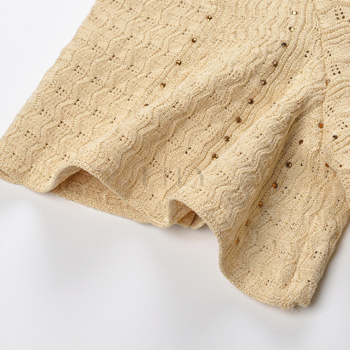 Golden Sand Embellished Knit Maxi Dress