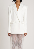Tailored Blazer Sheer Lace Wide Leg Trouser Set