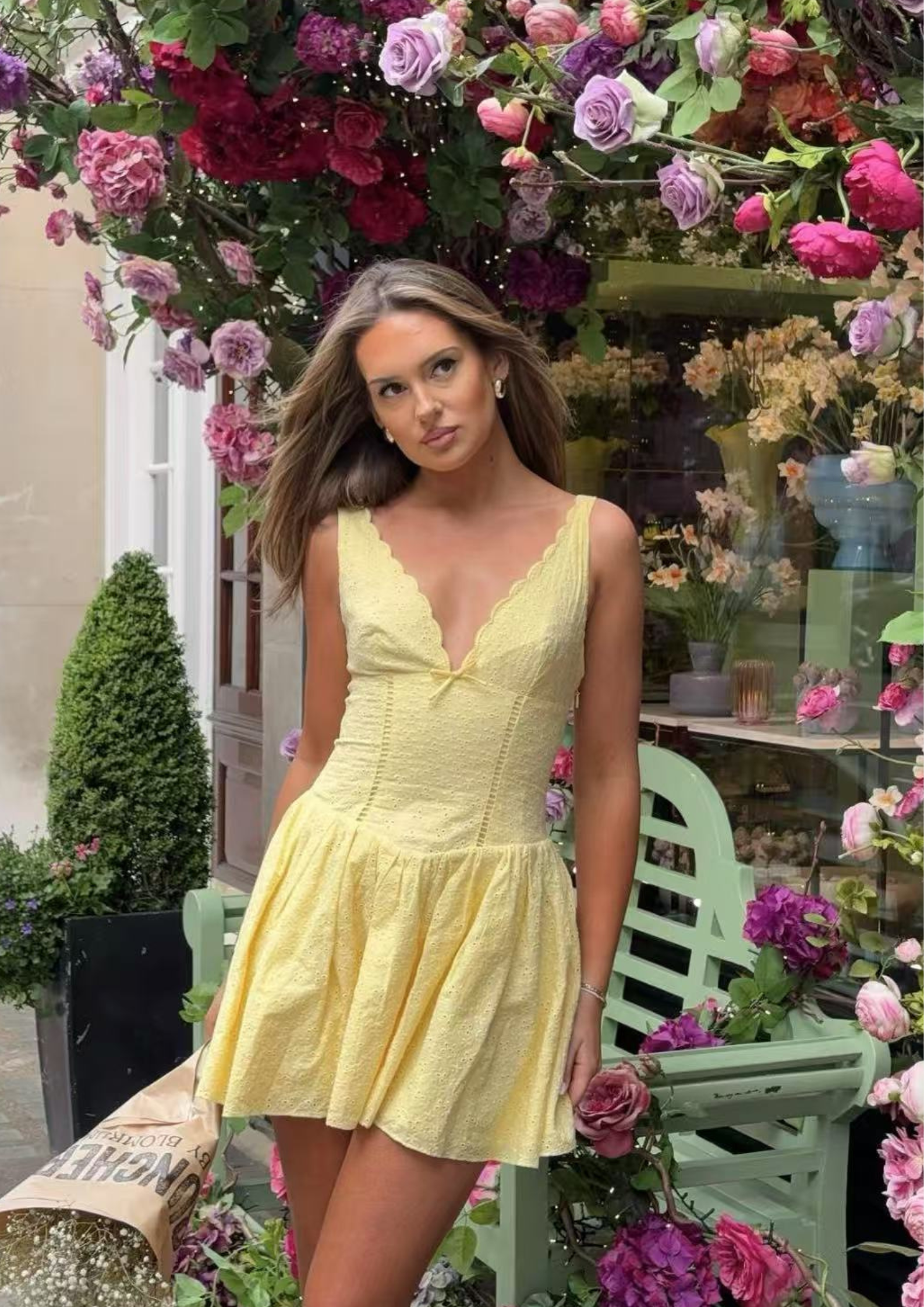 Sole Deep V Lace Mini Dress