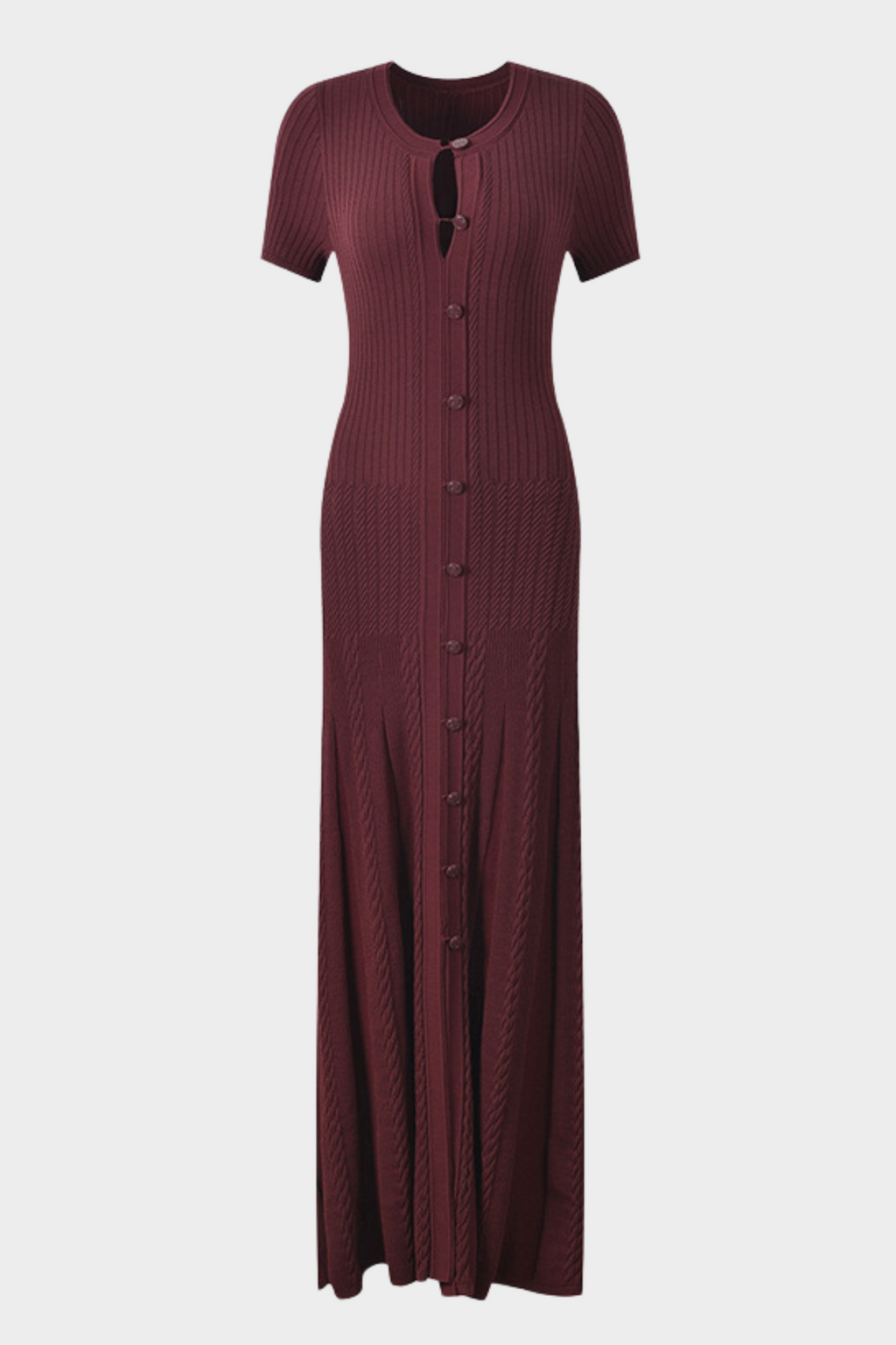 Luxe Viscose Button Down Knit Maxi Dress In Navy Blue