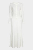Lily – Silk Knit Pearl Button Suspender Maxi Dress