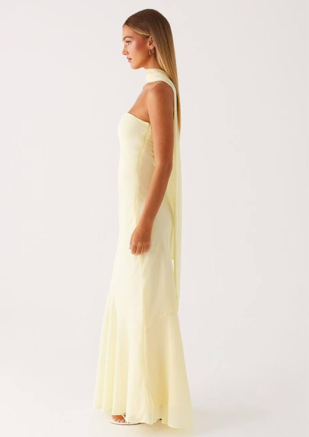 Scarf Neck Strapless Maxi Dress