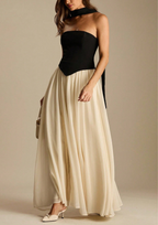Celeste Contrast Corset Chiffon Maxi Dress