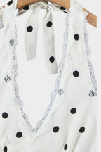 Polka Charm  Backless Halter Mini Dress
