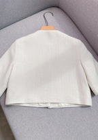 Luna White Tweed Short Sleeve Top