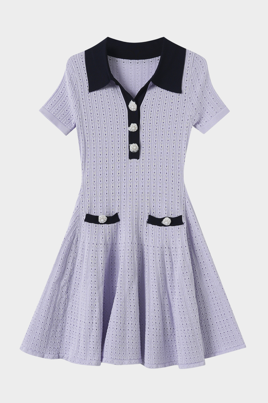Capri Pearl Viscose knit Hollow Mini Dress