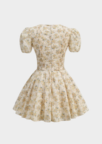 Floral Puff Sleeve Flare Mini Dress