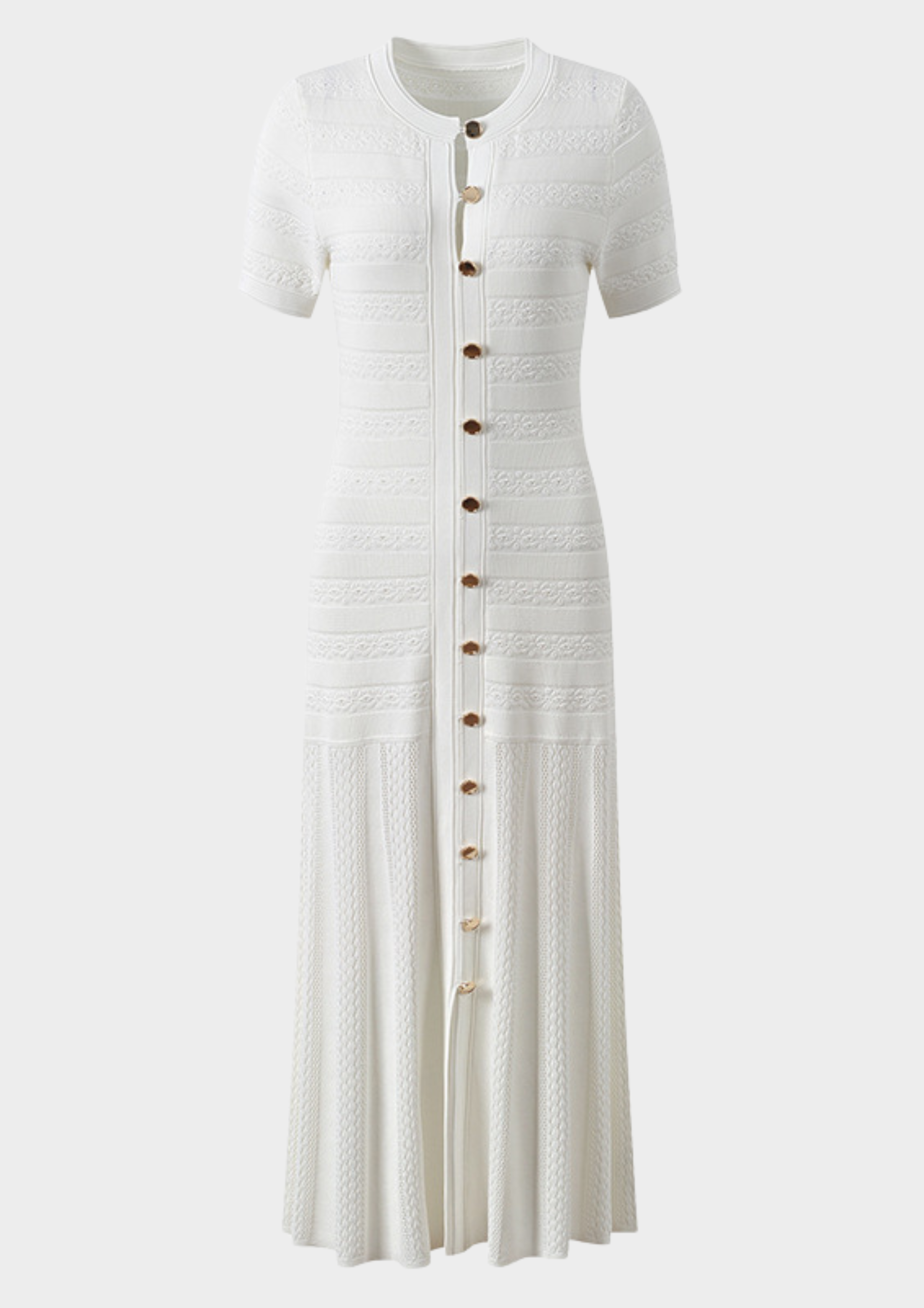 Ivory Elegance Textured Knit Maxi Dress