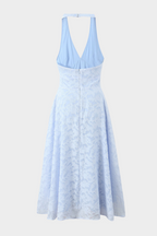 Lily - Elegance Halter Lace Backless Midi Dress