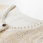 Elegant Golden Pleated Pearl Vest Set