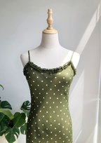 Olive Polka Mulbery Silk Mini Dress