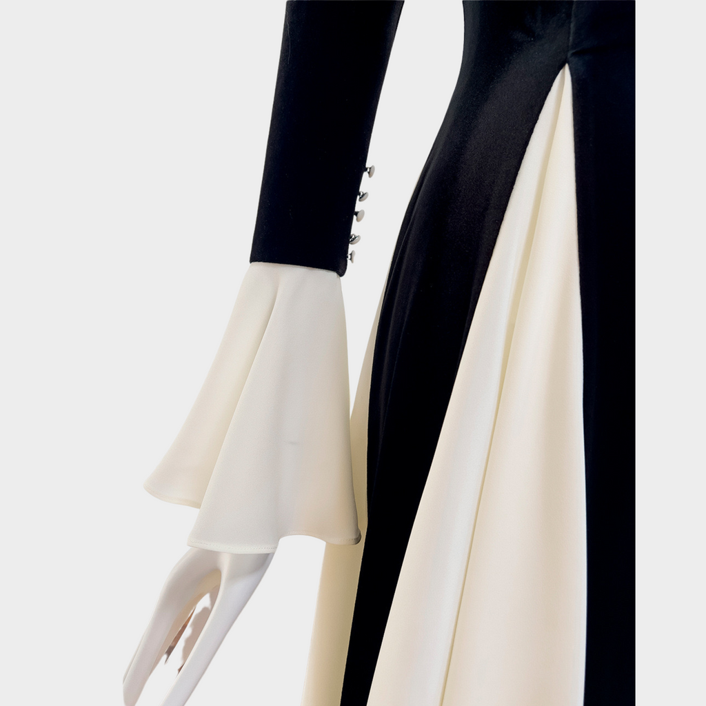Flare Elegance in Monochrome Maxi Dress
