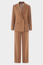 Signature Bordeaux Structured Suit with Wide Leg Trousers