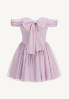 Lavender Étoile Off Shoulder Bow Mini Dress