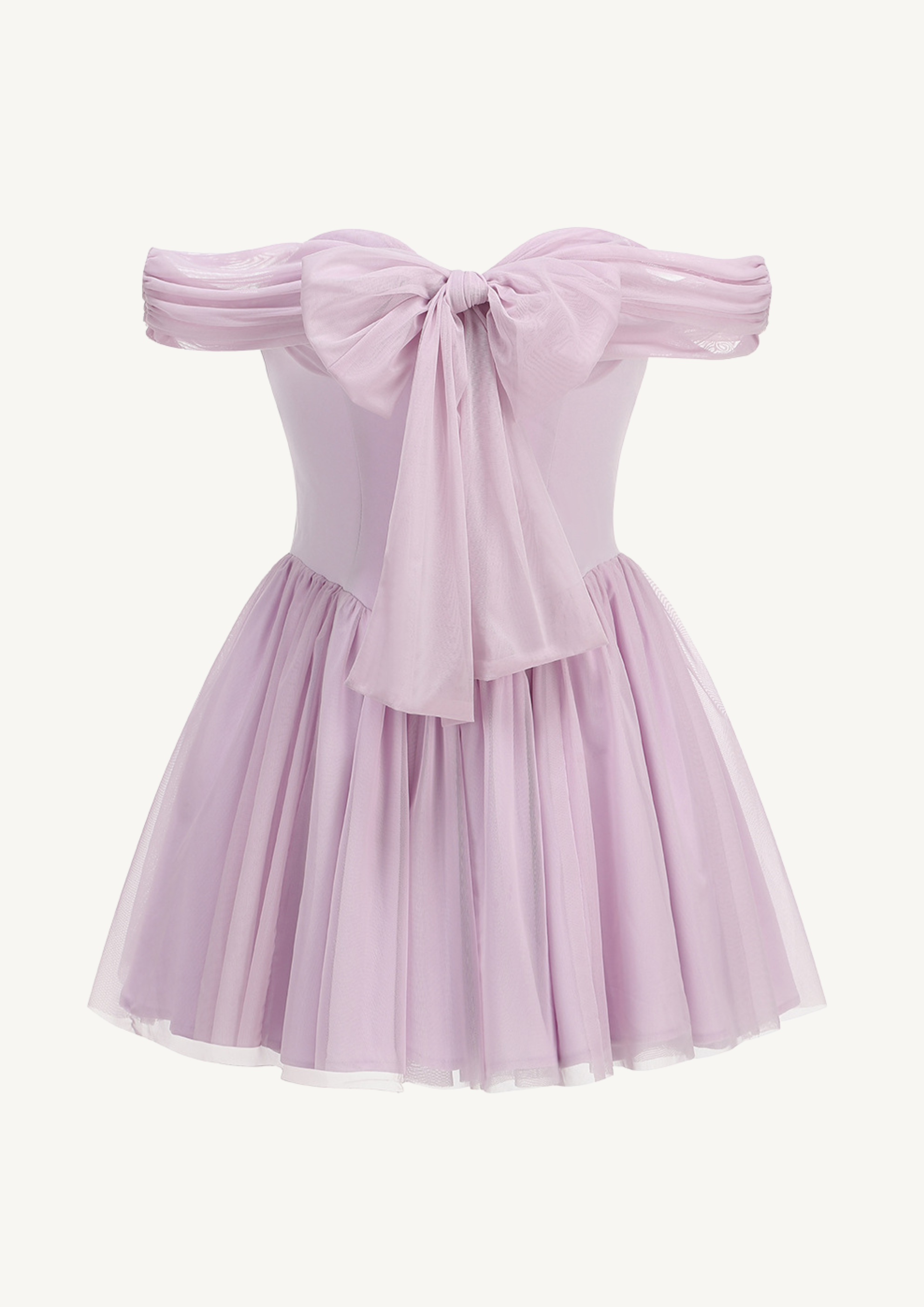 Lavender Étoile Off Shoulder Bow Mini Dress