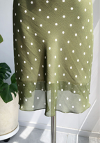Olive Polka Mulbery Silk Mini Dress