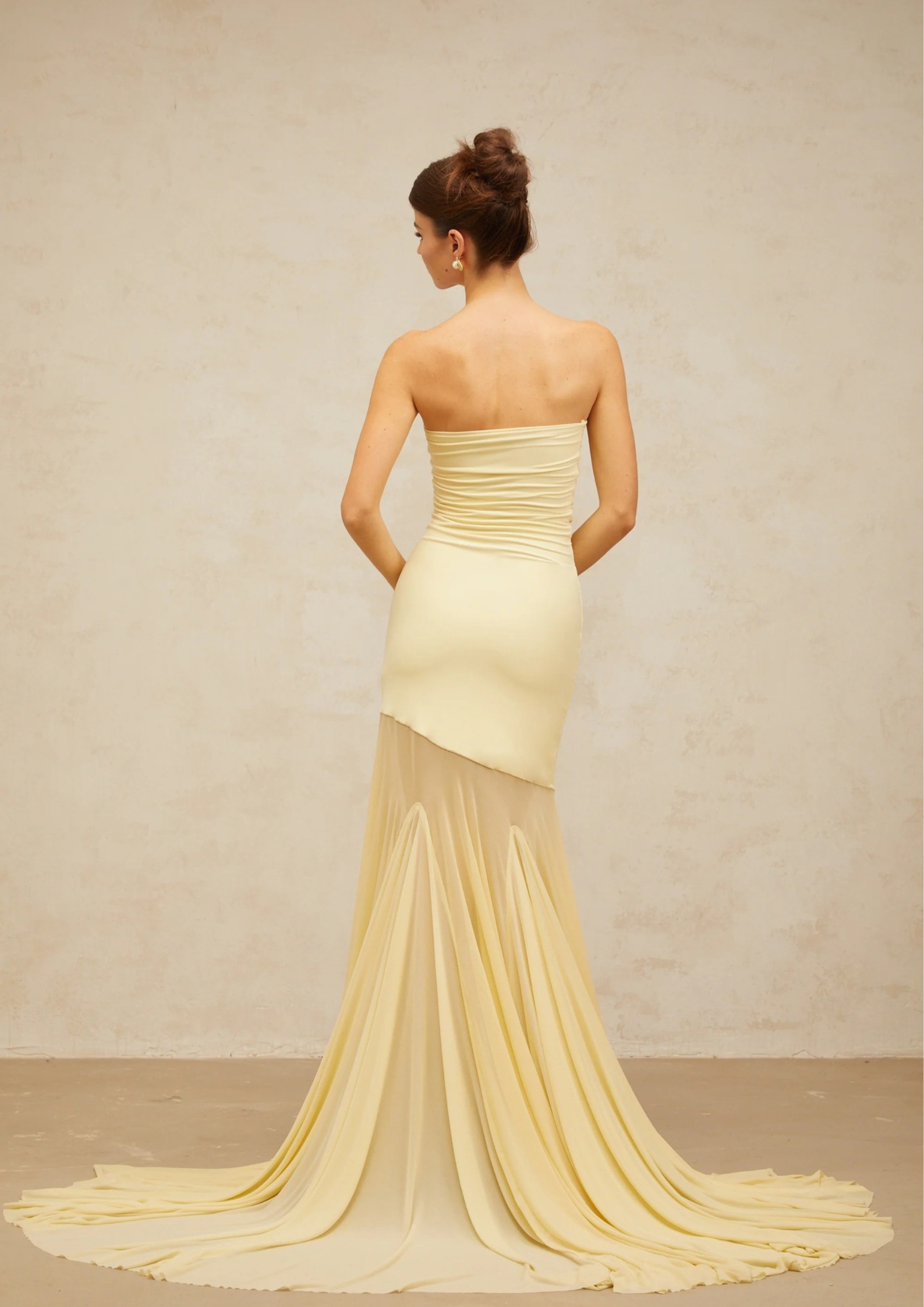 Aurora Veil Strapless Maxi Dress