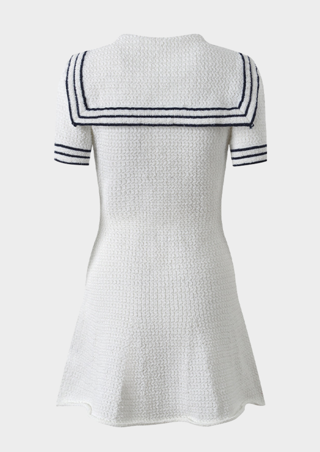 Marina Stripe Button Detail Knit Mini Dress - White