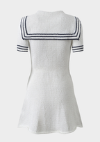 Marina Stripe Button Detail Knit Mini Dress - White