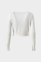 Lily – Ribbed Button Front Cardigan Top in White