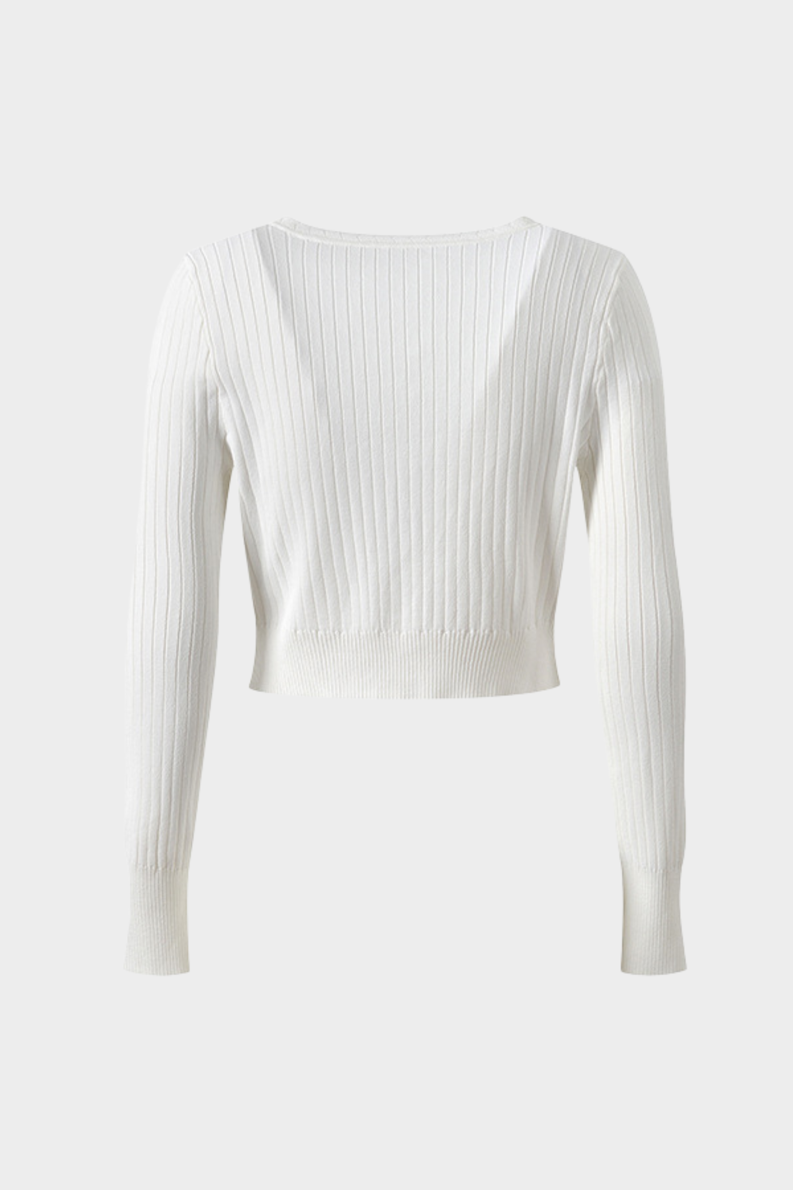 Lily – Ribbed Button Front Cardigan Top in White