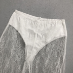 Tailored Blazer Sheer Lace Wide Leg Trouser Set
