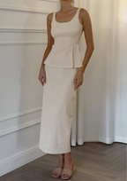 Melow Tailored Cotton Maxi Set - Off White