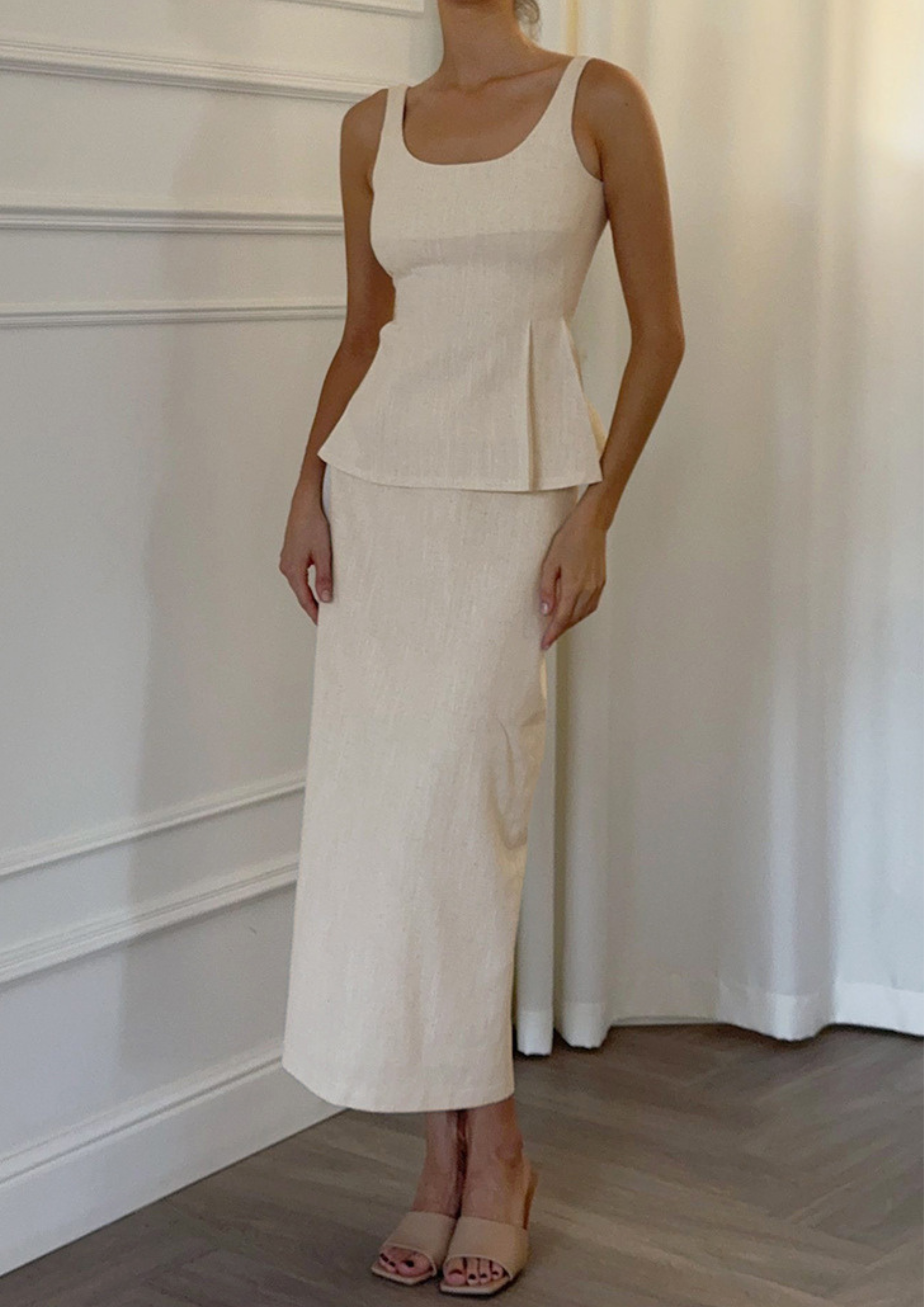 Melow Tailored Cotton Maxi Set - Off White