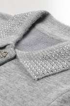 Diamond Beaded Soft Wool Collar Top